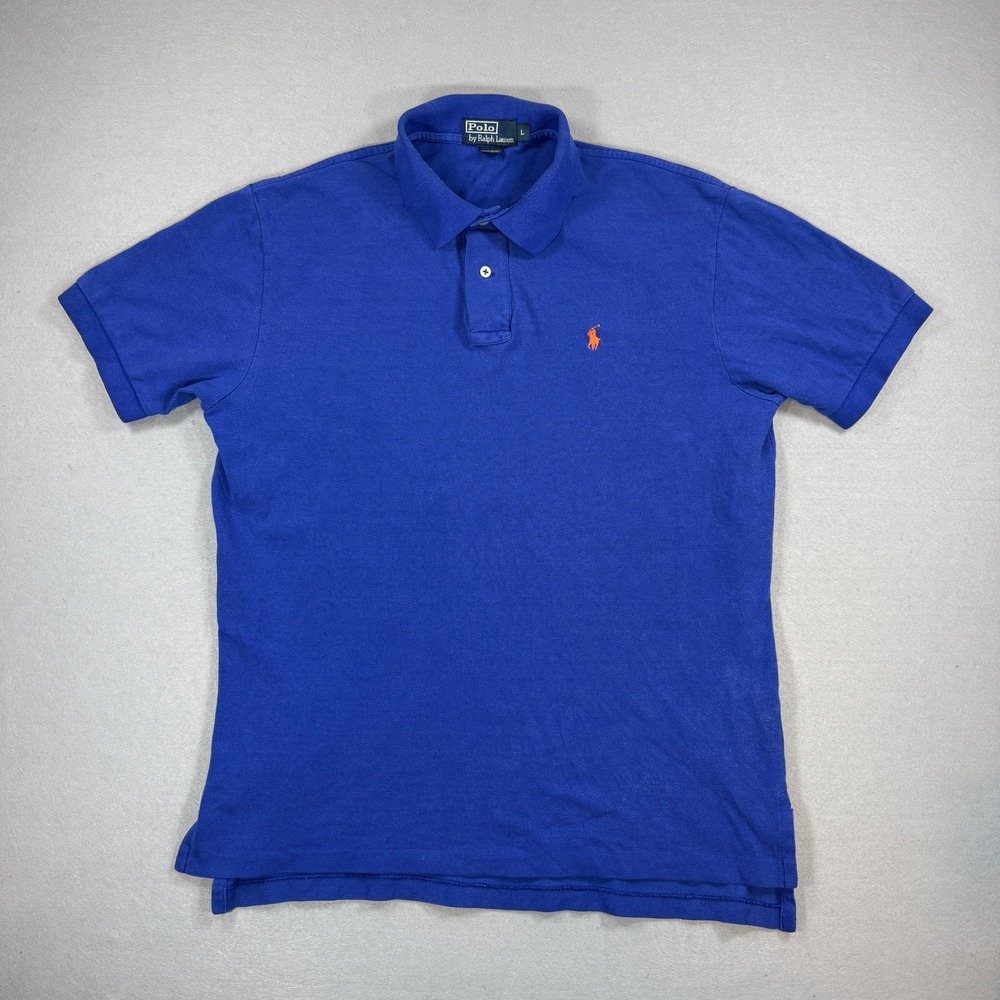 Polo Ralph Lauren Polo‎ Shirt Mens L Blue Short Sleeve Classic Fit Pique Cotton